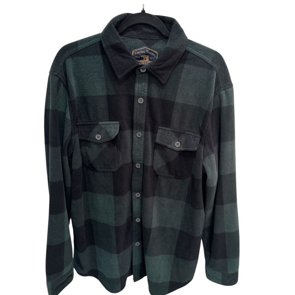 Freedom Foundry Men's Plaid Fleece Jackets Super Plush Jacket Shirt Size L